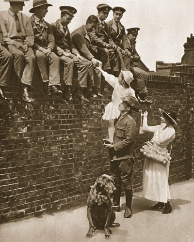 A tall Australian assists in selling roses to wounded soldiers: a Rose Day incident by English Photographer